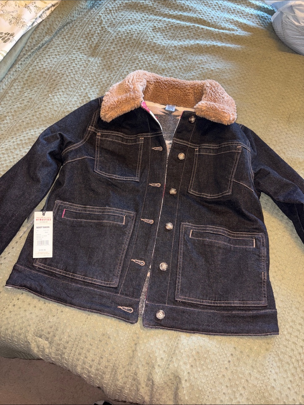 Women’s Dark Denim Reversible Jacket with Sherpa Collar